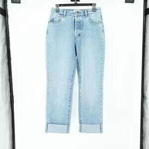 Rolla's Denim Jeans SZ 27 Classic Straight Relaxed Cuffed Hem Quiet Luxery NWT